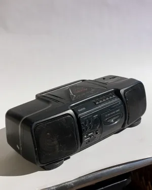 1990 Black Sanyo Boombox, Cassette and CD Player, Transportable Stereo 1990s