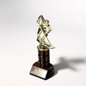 Vintage Plastic brown like wood and Gold Hockey Trophy