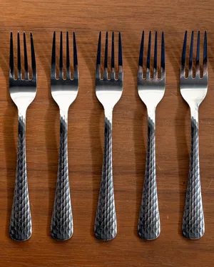 Set of Silver Forks with hammered handle 12