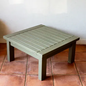 Pale Olive Green Distressed Coffee Table, Solid Wood - 29.5