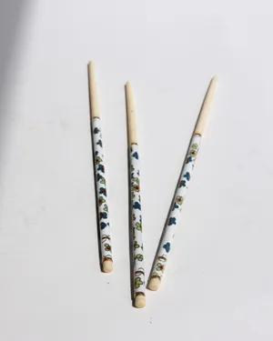 Pair of Chopsticks Bone with Ornate Floral Design