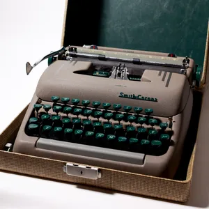 Vintage 1950s Smith-Corona Silent Portable Typewriter Set, Green Keys, Gray, Brown, in a Case