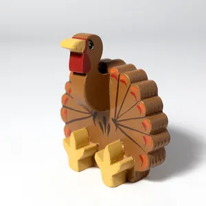One of a Kind Wooden Tom Turkey Brown, Red Yellow. Thanksgiving Decoration, Fall