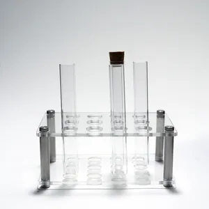 Plexiglass test tube holder with 10 glass test tubes - 6.25