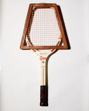 Vintage Wilson Wooden Tennis Racket With Press