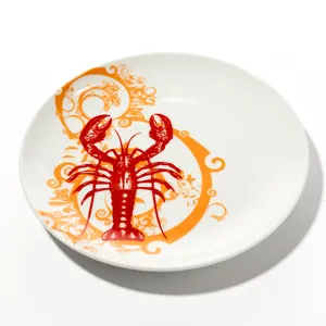 M Studios Appetizer Plates Red and Orange Lobster Pair, Nautical- 8