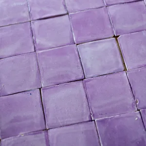 Surface Tile:  Unmounted Vintage Clay Talavera Mexican Tiles Purple and purple with Daisies, mix and match 17 daisies, 31 solid Purple tiles - 25.5