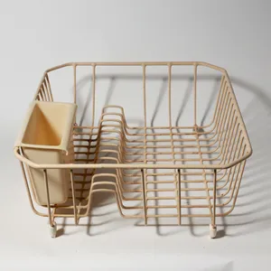 Vintage Cream Wire Dish Drying Rack Utensil