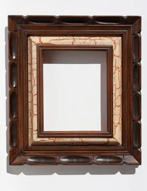 Mid Century Modern Vintage Solid Wood Picture Frame with Carved Thumbprint detail