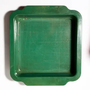Vintage Green Metal Enamelware Square Casserole Pan