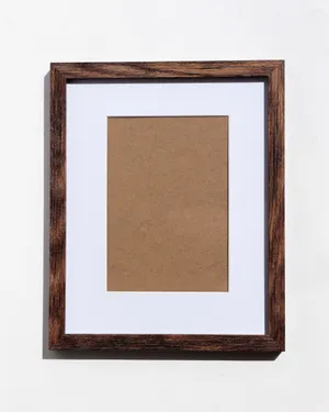 Brown Wood 8x10 Picture Frame with a 4x6 White Matte Included