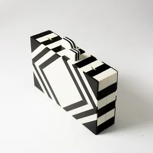 Black and White Laquered Purse, Riser, Diamond, Alice in Wonderland - 7.75