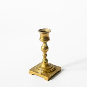 Brass Square based ornate Candle Holder - 5