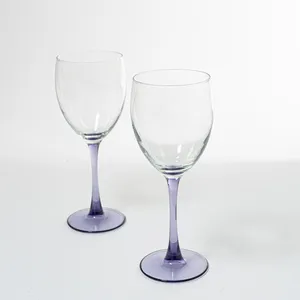 Clear Bowl wine Glass with Pale Lavender Stem - 7.75