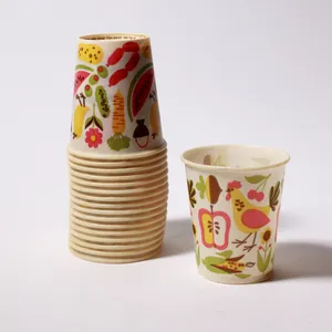 Vintage Folk Art Fruit Rooster Disposable Paper Cups, Wax Covered Dixie Cups