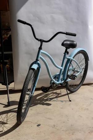 New Beach Cruiser Bike Bicycle Light Blue Body and Black Handle Bars