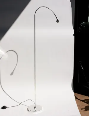 Contemporary Floor Reading Lamp, Shiner Silver