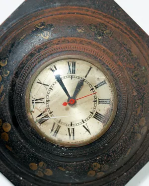 Antique French Octagon Metal Wall Clock