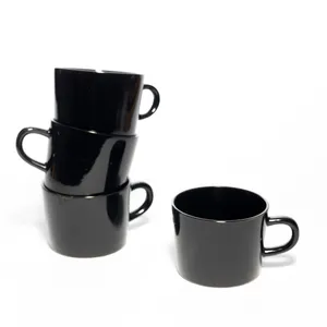 Short Black Coffee Mug Cup Stoneware Japan - 2/5