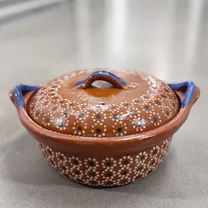 authentic Redware Mexican clay casserole dish Cazuela de Barro