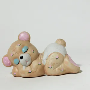 Vintage Pastel Ceramic Teddy Bear Nursery Figurine