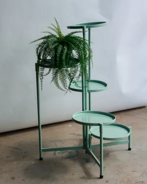 5 Tier Large Plant Stand Holder Indoor Outdoor, Light Mint Green