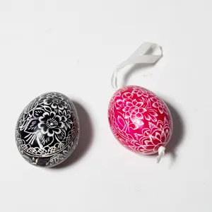 easter egg real chicken egg adorned with traditional scratch technique black or magenta