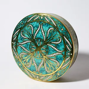 Vintage Art Nouveau Turquoise Gold Decorative Tin Biscuit Tin, Cookie Tin, Gifting, Holidays, Christmas