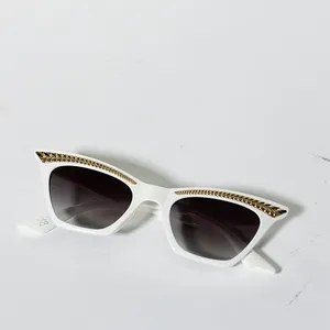 Retro White sunnies with gold detail, grandma sunglasses - 6