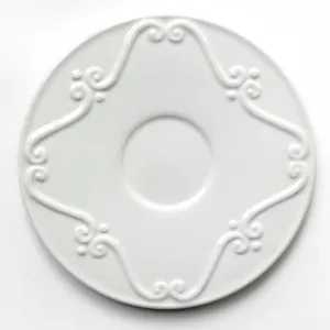 Vintage White Embossed Saucer - 6.5