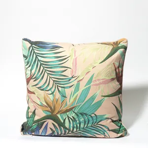 Peach with Jewel Toned Oak Leaves Throw Pillow - 16