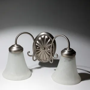 Vintage Nickel Two-Light Shell Frosted Sconce Bathroom Light Fixture