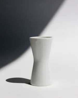 White Ceramic Hourglass Shaped Bud Vase