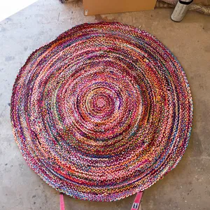 Handmade Multicolor Bohemian Chindi Cotton Braided Rug Colorful Rag Rug
