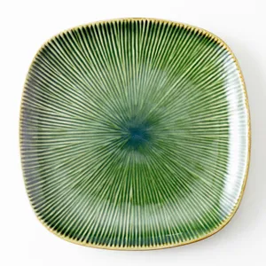 Square Green Plate with lines leading out Size 8.5