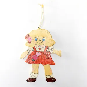 Vintage Raggedy Ann Christmas Ornament Wood Flat Republic Of China 1955