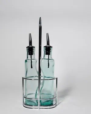 Vinegar and Oil Bottled in a Caddie