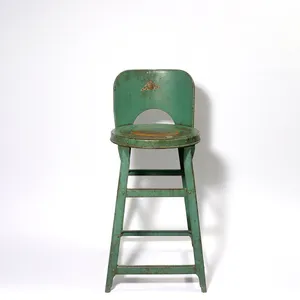 Vintage Steel Childs High Chair. Patina, Teal, Turquoise, Blue. Plant Stand - 28.5