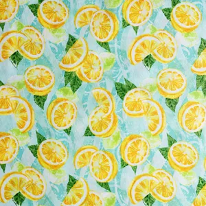 Fabric Yellow Lemons with Blue Background - 3' x 3.5'