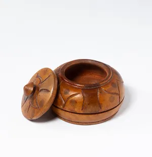 Hand Carved Wooden Bowl with lid - 1.75