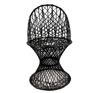 Spun Fiberglass Wingback Patio Chair Black Wicker