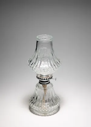 Heavy Clear Pressed Glass Oil Lamp
