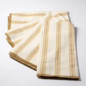 Set Off White Napkins Gray with mustard yellow stripes - 20.5