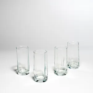 Octagon Shaped small clear Juice Glasses - 4.75