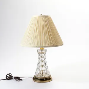 Lamp Etched Glass Brass Base Cream Lamp Shade - 19.5