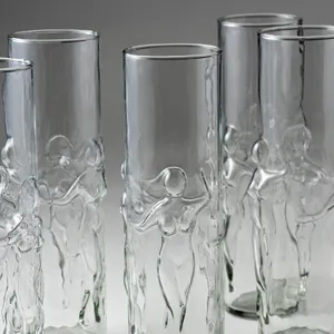 Vintage Frolicking Nude Women Highball Glass - 9
