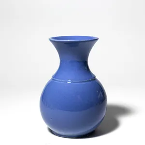 Periwinkle Hourglass shaped ceramic Flower Vase Wide Round Bulb at the bottom and Narrow at the top