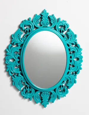 Mirror Frames in Plastic Turquoise Ornate Detail. Girls Room