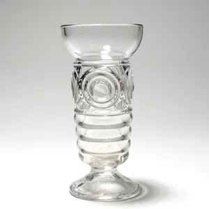1930’s Mondae Siren Ice Cream/Soda Fountain Pedestal Clear-Glass with round and ribbed pressed glass detail tiki