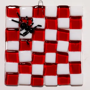 Handmade Fused Glass Ant Checkerboard Mosaic Wall Art Coaster
